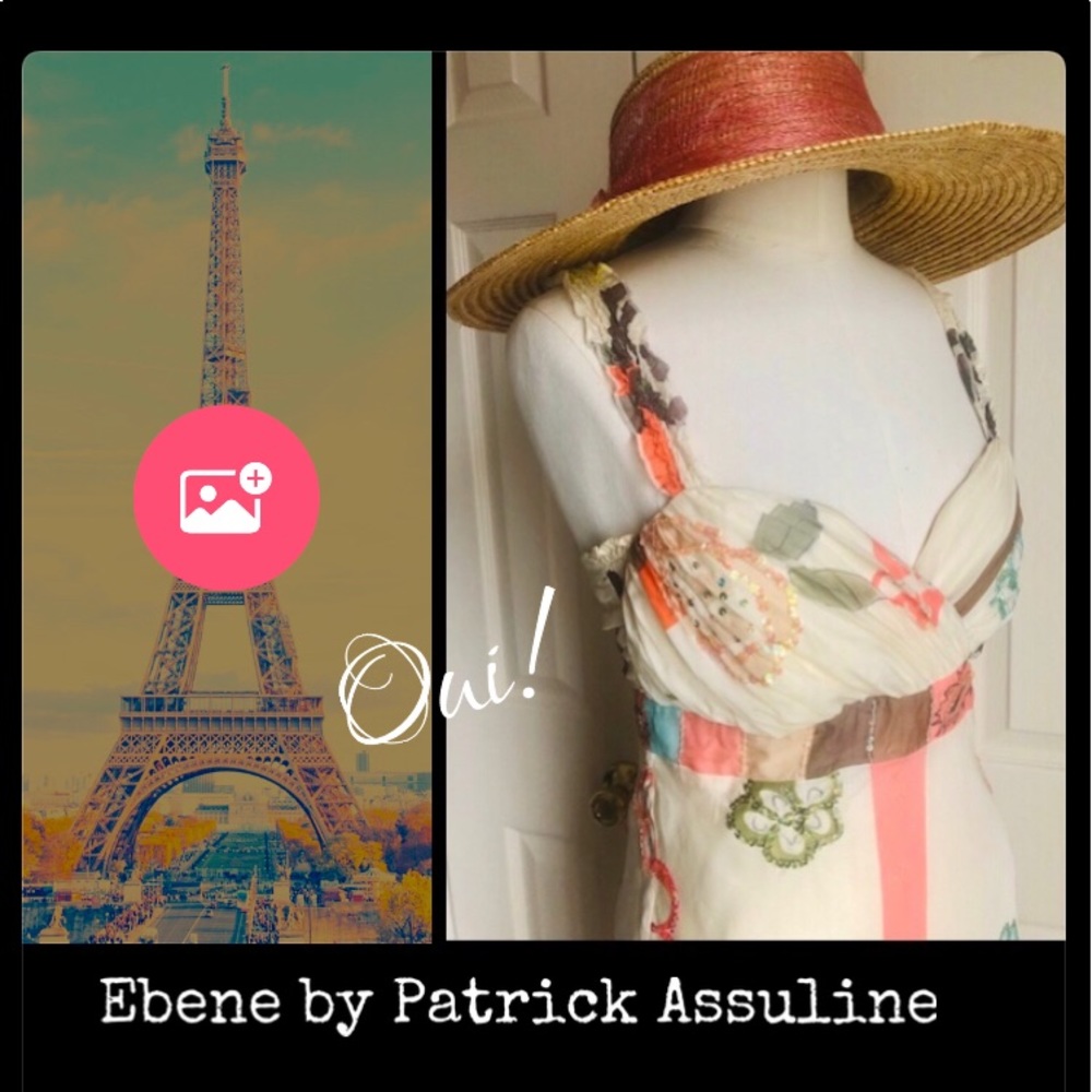 ⚜️.. Vintage Ebene by Patrick Assuline Silk Sequin Floral Dress